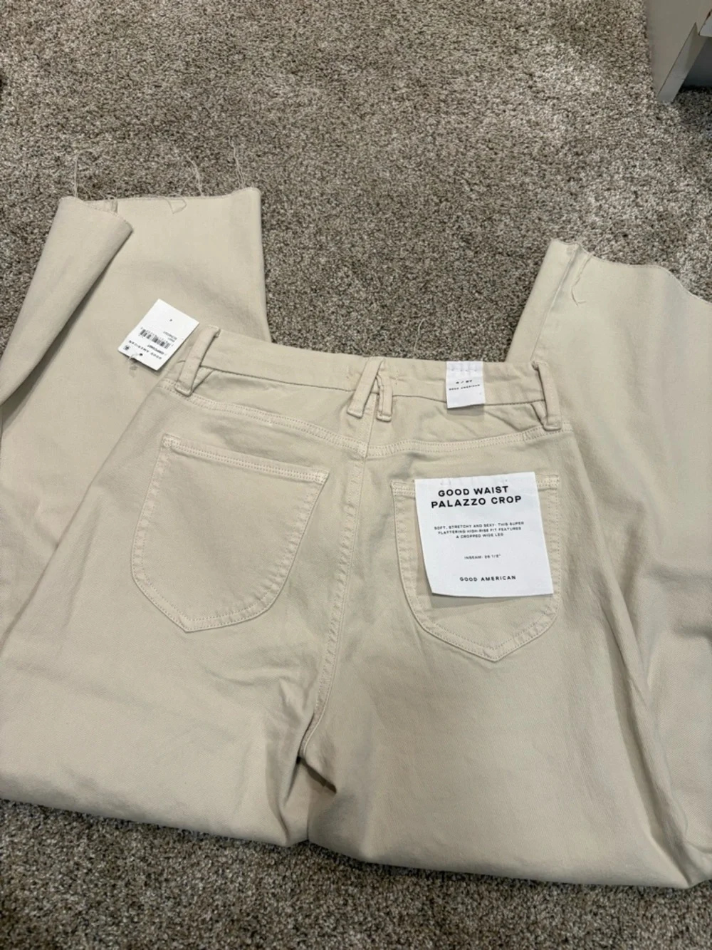 Good American NWT Good Waist Palazzo Crop Bone size 4/27 - Picture 2 of 4